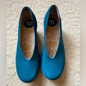 FLY London® Yaz Ballerina Wedge, size 39, rare teal color